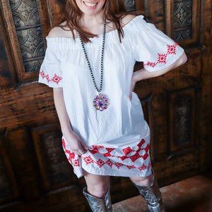 NWT Western Off the Shoulder Embroidered Dress